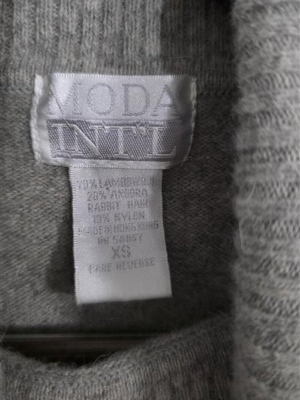 Moda International Gray Angora Lambswool Blend Turtleneck, XS Fits like a Small - Picture 3 of 8